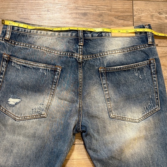 MNML Distressed Blue Jeans for Men Size 34 100% Cotton - Picture 4 of 7